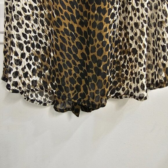 Women's Leopard Print Sheer Ruffled Blouse, Size Small - Picture 13 of 17